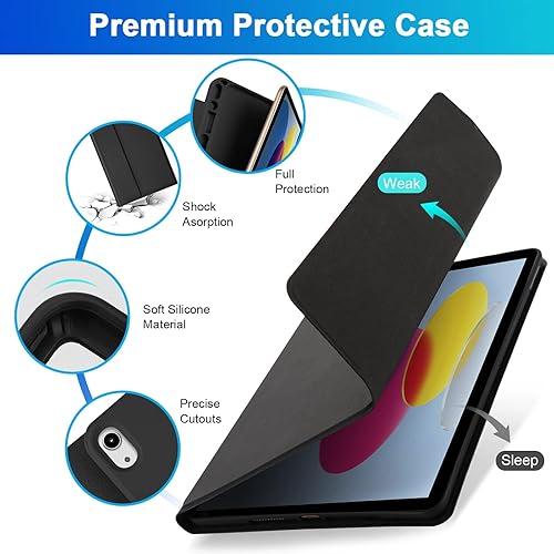Miniatura 4 de SOPPY Funda con teclado Bluetooth para iPad de 11ª generación (A16) de 11 pulgadas 2025, 10ª generación de 10.9 pulgadas 2022, funda protectora