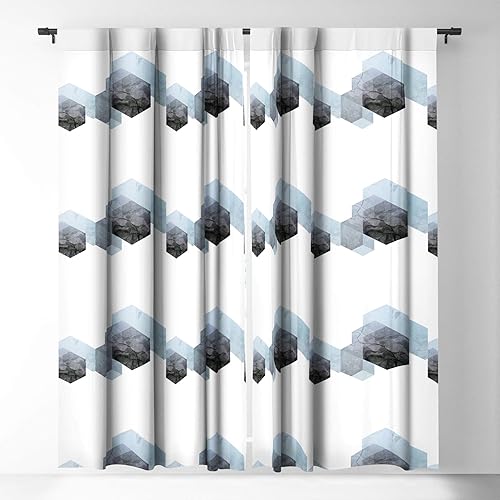 Miniatura 2 de Deny Designs 66645-bowc05 Emanuela Carratoni - Cortinas opacas con geometría de mármol neutral, 48.0 x 11.8in, multicolor