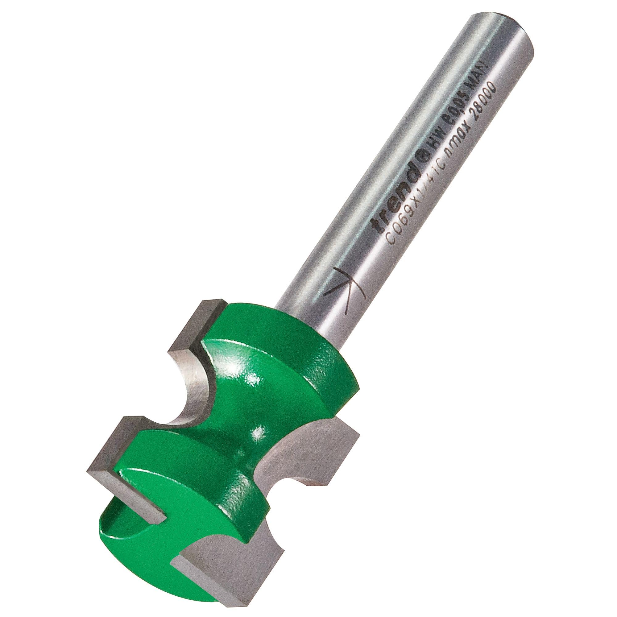 Trend CraftPro Staff Bead Router Cutter, 1/4 Inch Shank, 3.6mm Radius and 17mm Cut Diameter, Tungsten Carbide Tipped, C069X1/4TC