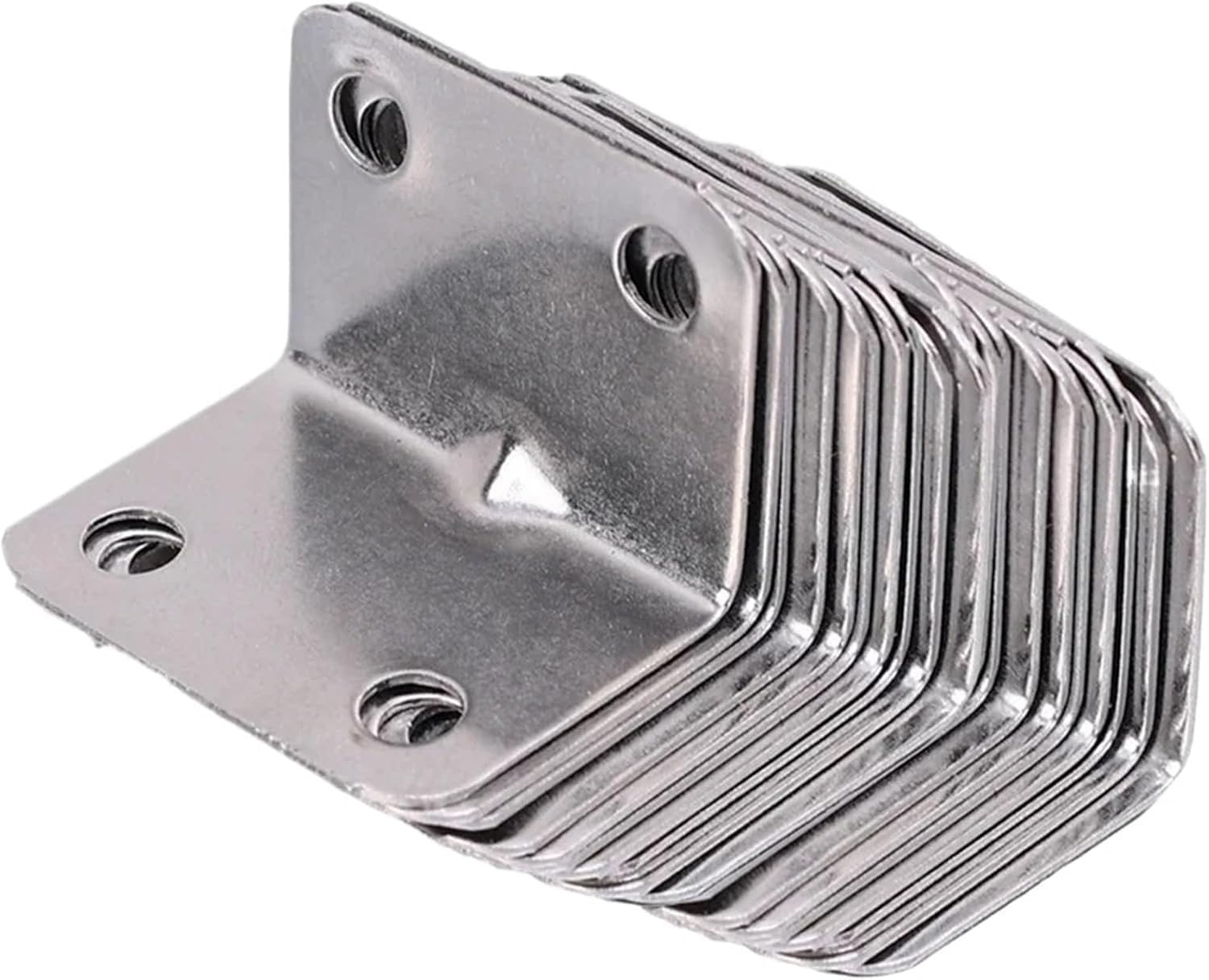 L Brackets Stainless Steel Corner Right Angle Fixed for Wood Furniture Bedframe Cabinet(4holes-30pcs)