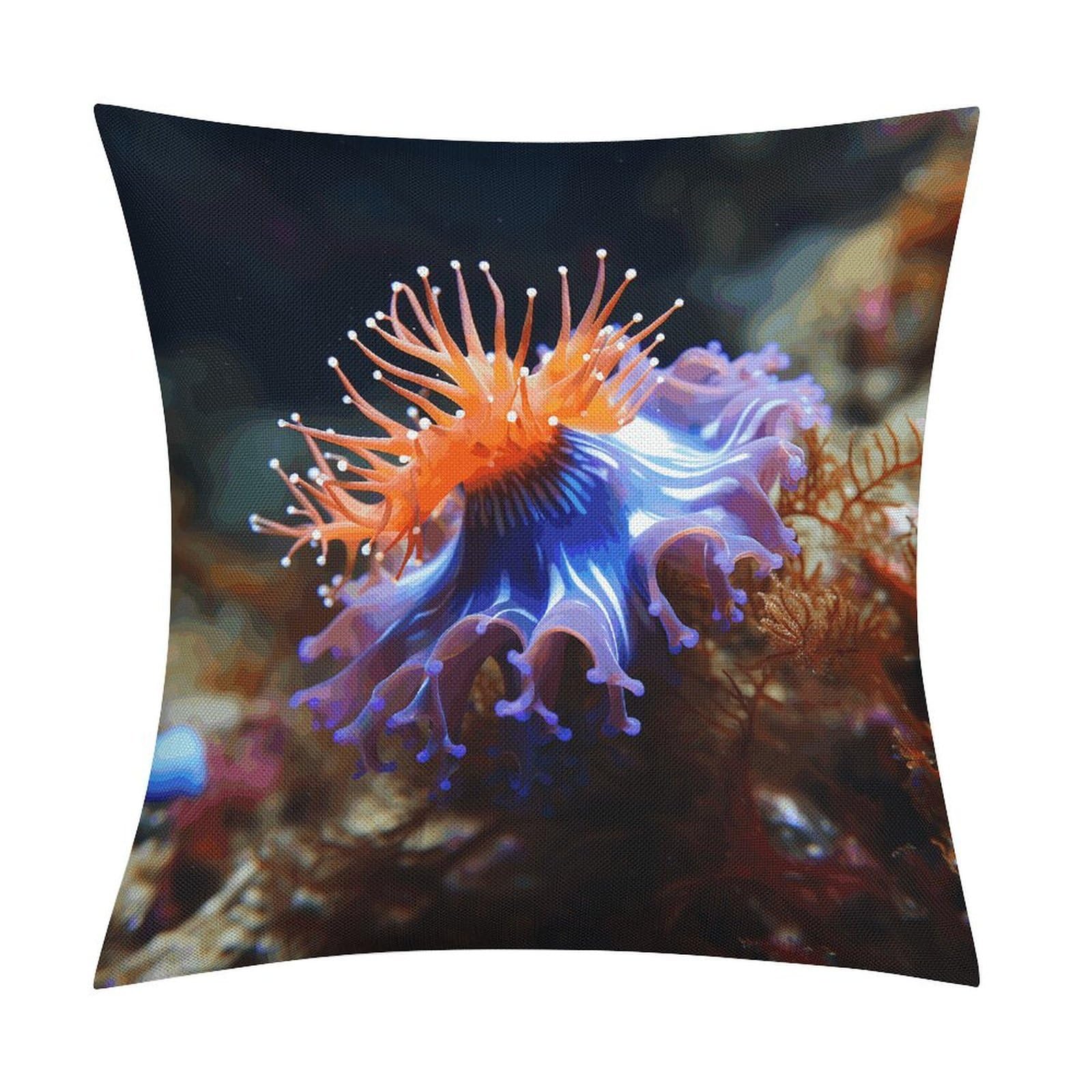 FekiLoot Nudibranch Throw Pillow Cover Soft Square Cushion Case Farmhouse Cushion Cover Decorative Pillow Cover Modern Pillowcase for Sofa Living Room Bed Home Decor 18x18 Inch