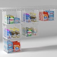 Vista 8 de Organizador y almacenamiento de armario colgante, estantes colgantes de ropa, cestas de alambre para ropa, suéteres, bolsos, zapatos, blanco, 5