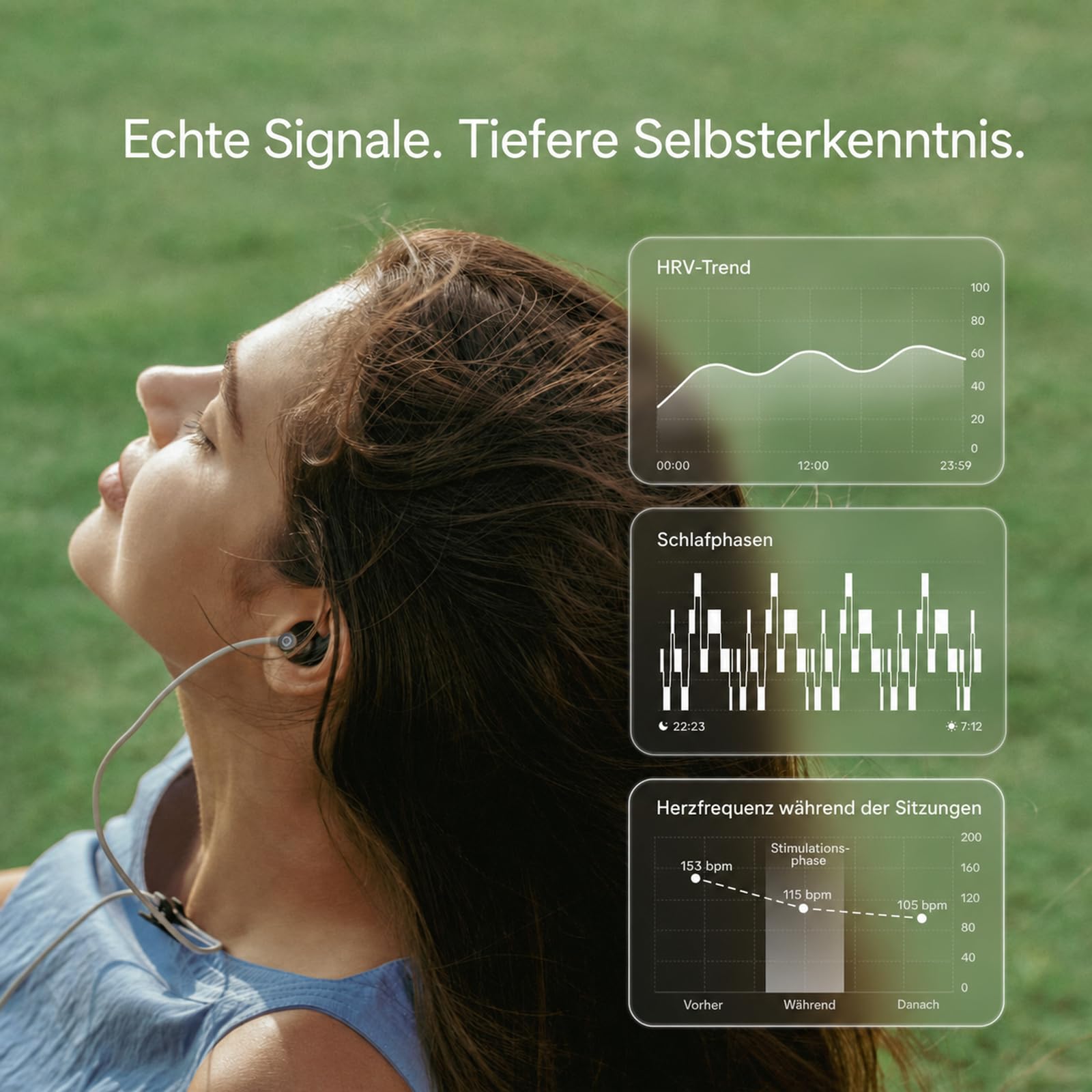 Luna Plus AI Vagusnervenstimulationsgerät, tragbares taVNS-Vibrationsgerät fürs Ohr mit App und AI Coach, 6 Modi, Unterstützung für HRV- und Schlafanalysen, tägliche 20-Minuten-Routine, Blau