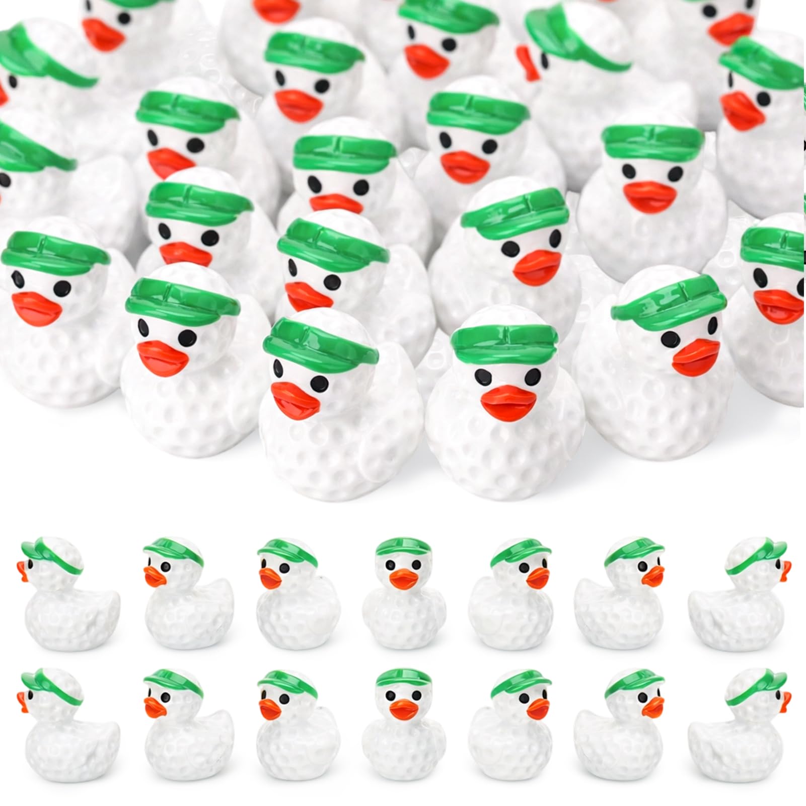 50 Pcs Golf Ducks Toy Figures, Mini Resin Ducks Bulk, Tiny Duck Figurine Dress up Game Toy for Party Favors (Golf Ducky)