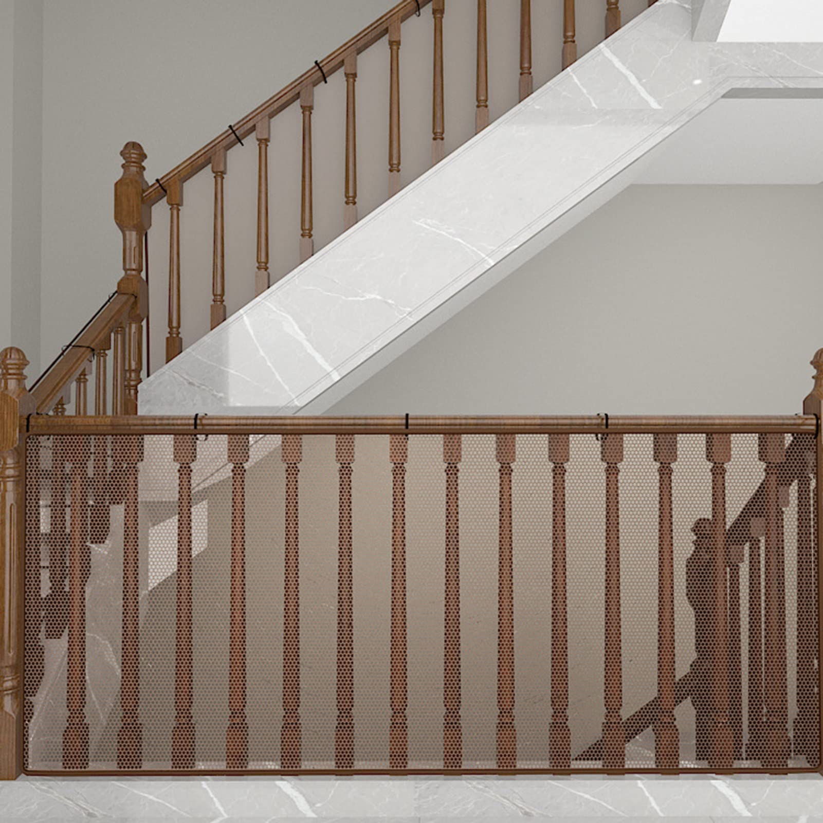 Sicherheitsnetz Einfach Aufzustellendes Haustier-Katzen-Zaunschutznetz Balkonfenstertreppen-Fallschutznetz, Lochabstand 0,5 cm, Braun (Size : 300x78cm)