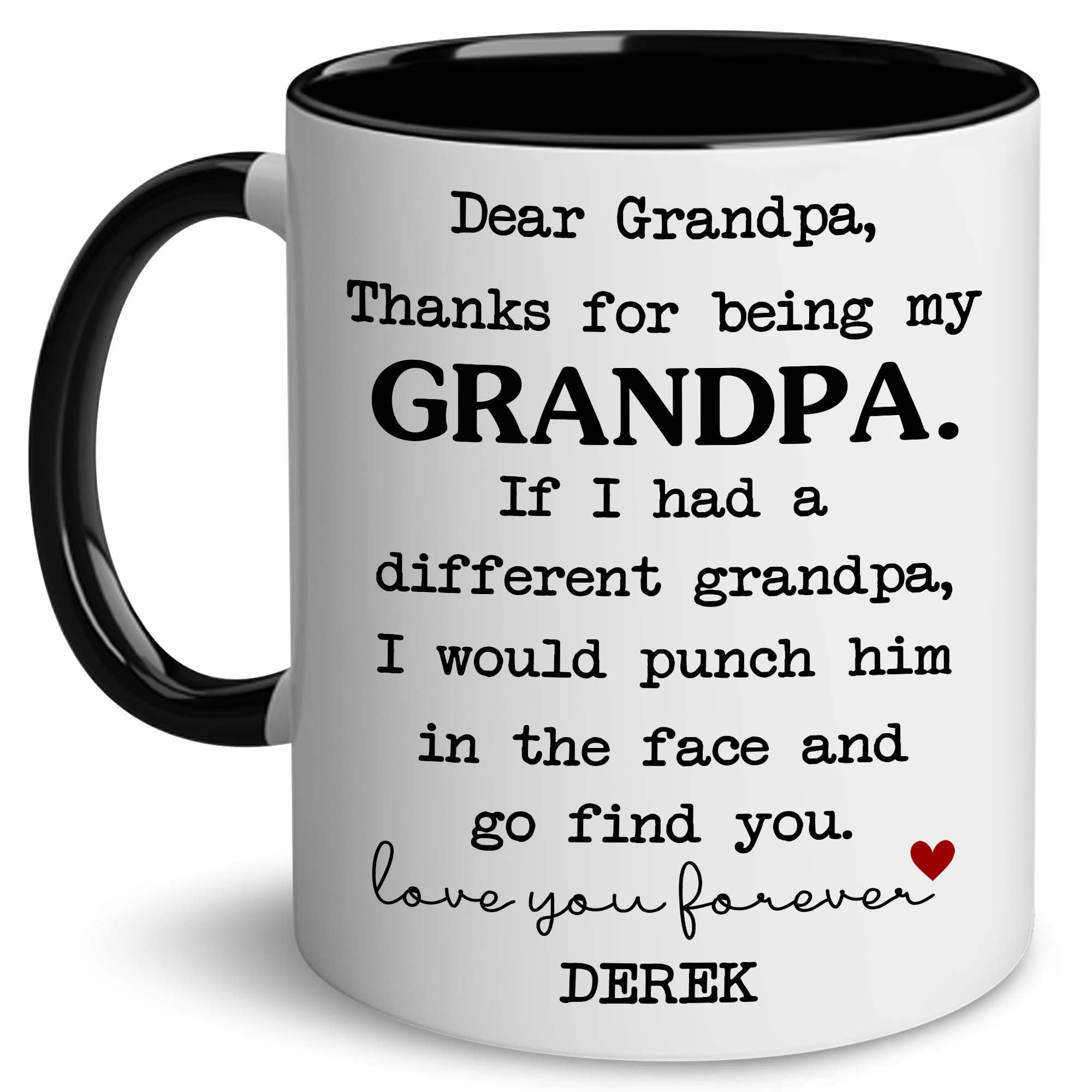 Personalized Grandpa Gifts - Customized Grandpa Mug - Thanks for Being My Grandpa Coffee Mug - Christmas Father's Day Birthday Gifts from Granddaughter Grandson For Grandpa