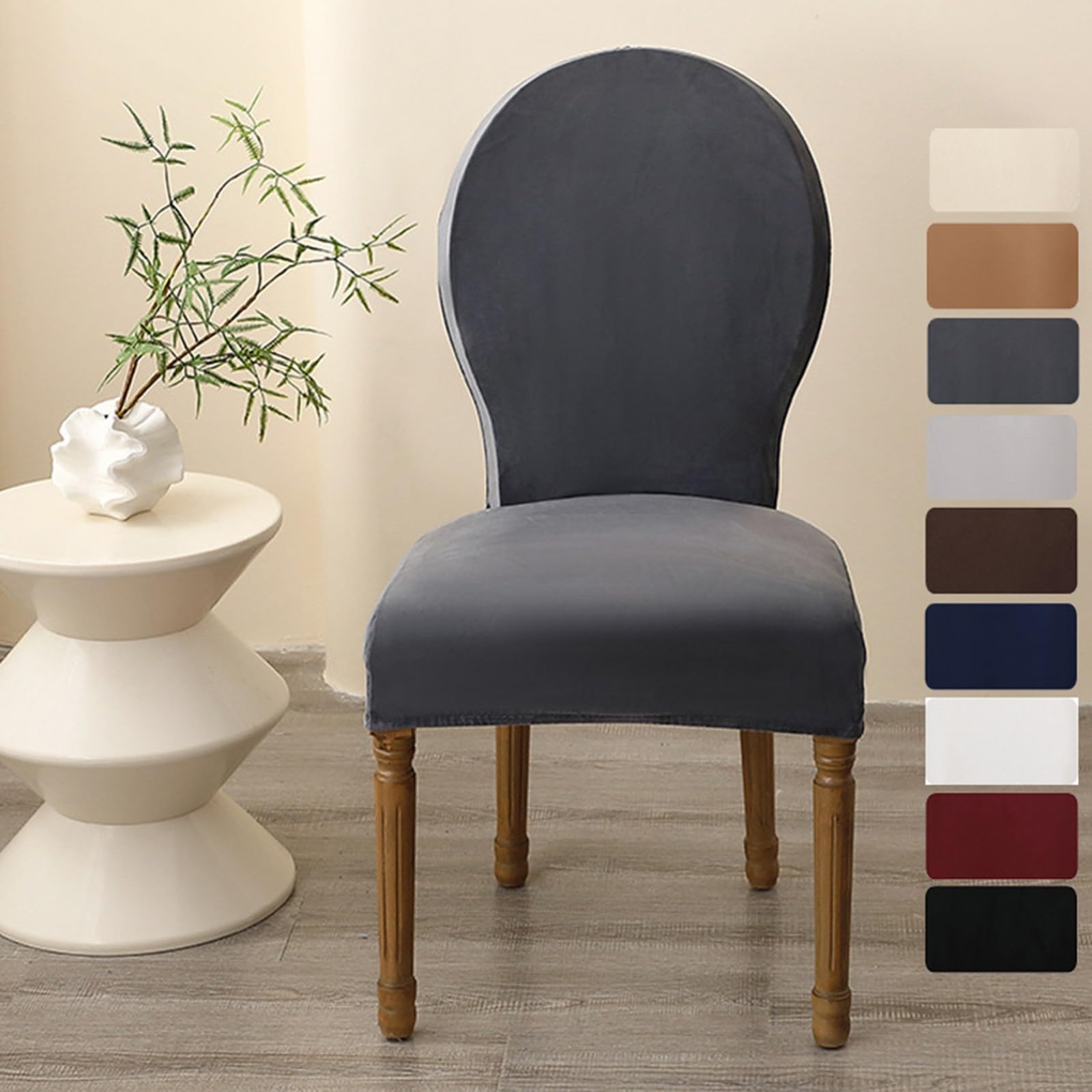 Stuhlhussen für Esszimmerstühle mit Runder Rückenlehne,Dehnbare Moderne Verdickte Esszimmerstühle Bezug ohne Armlehnen für Hotel und Restaurant(Black,6Pcs)
