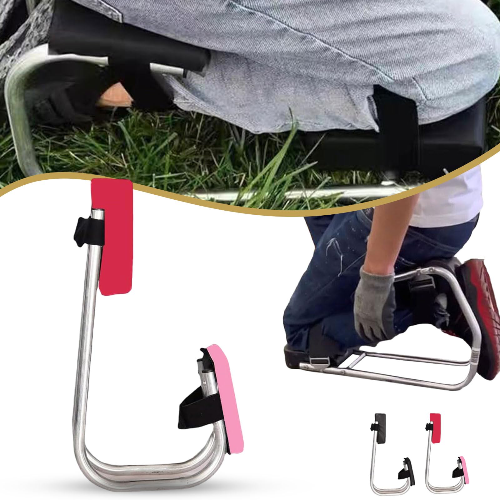 Donubiiu Knee Seat for Gardening, Strap On Kneeling Device for Garden, Knee Seat for Garden, Knee Seat for Work, Kneeseat Kneeling Knee Brace Seat, Portable Knee Seat Leg Brace for Gardening (1-Pink)