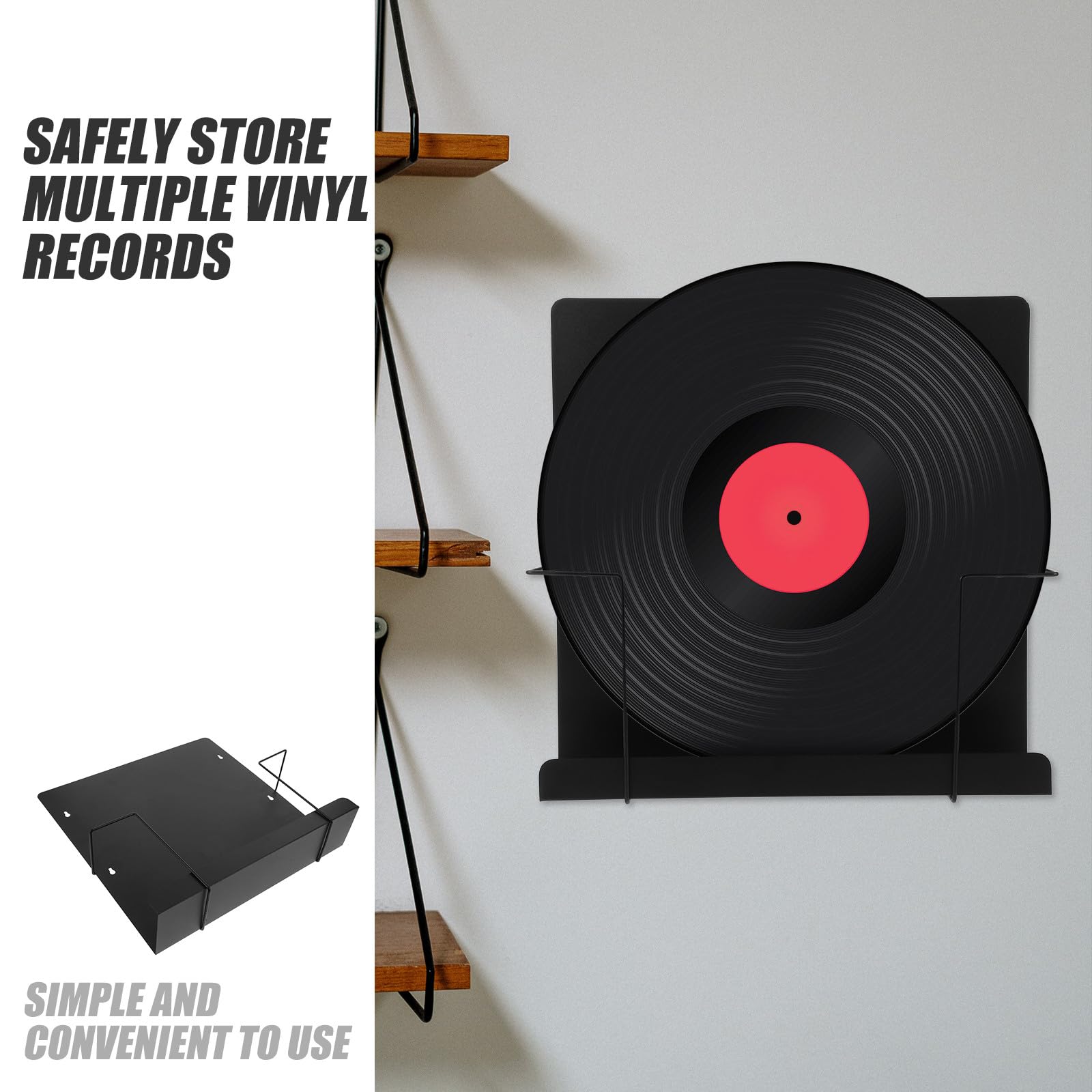 BESPORTBLE Portariviste e Porta CD in Metallo Salvaspazio da Parete, Scaffale Espositore per Dischi in Vinile Struttura in Acciaio Resistente, Organizer Moderno per Camera da Letto