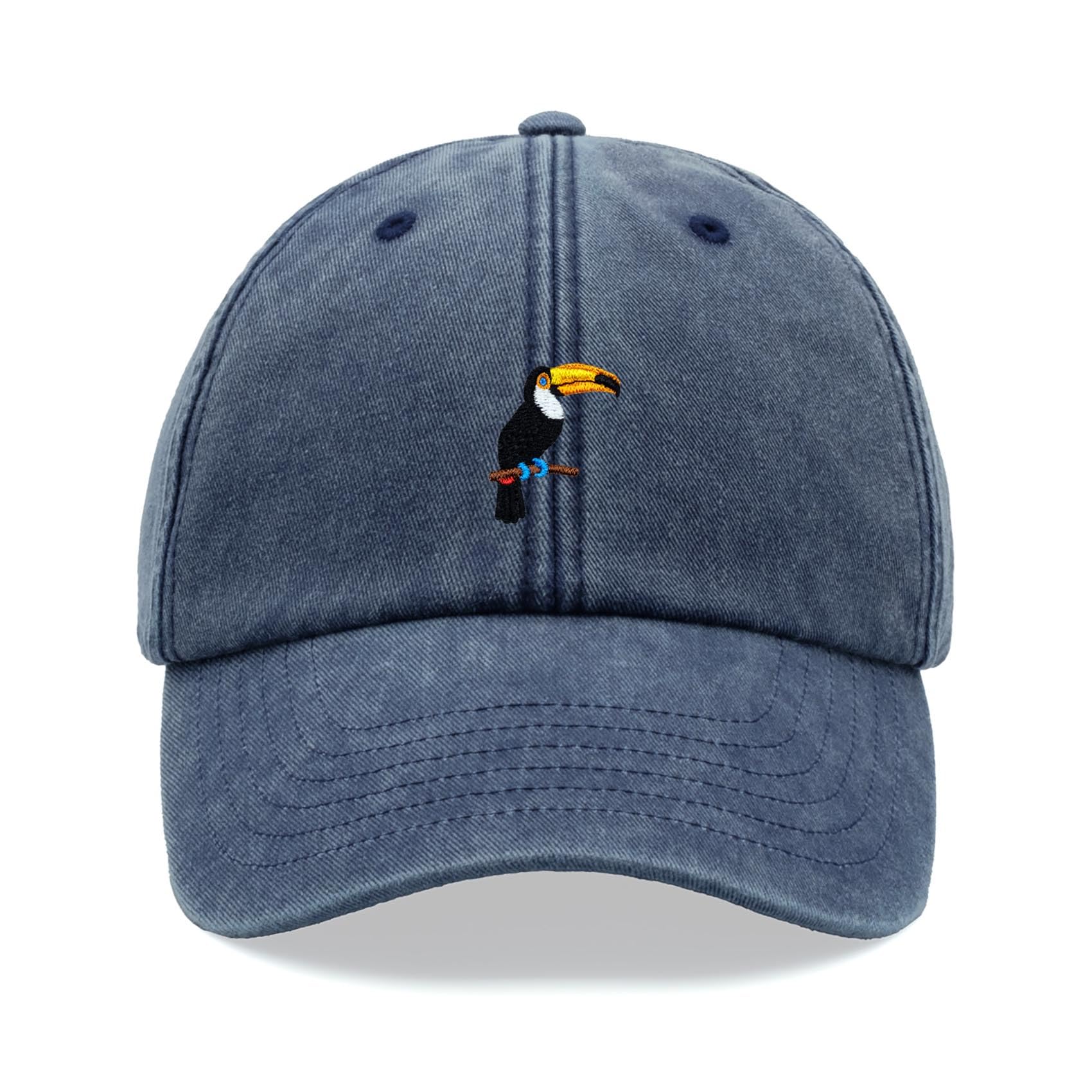 Toucan Bird Baseball Cap Vintage Washed Unisex Dad Hat Adjustable Blue Denim