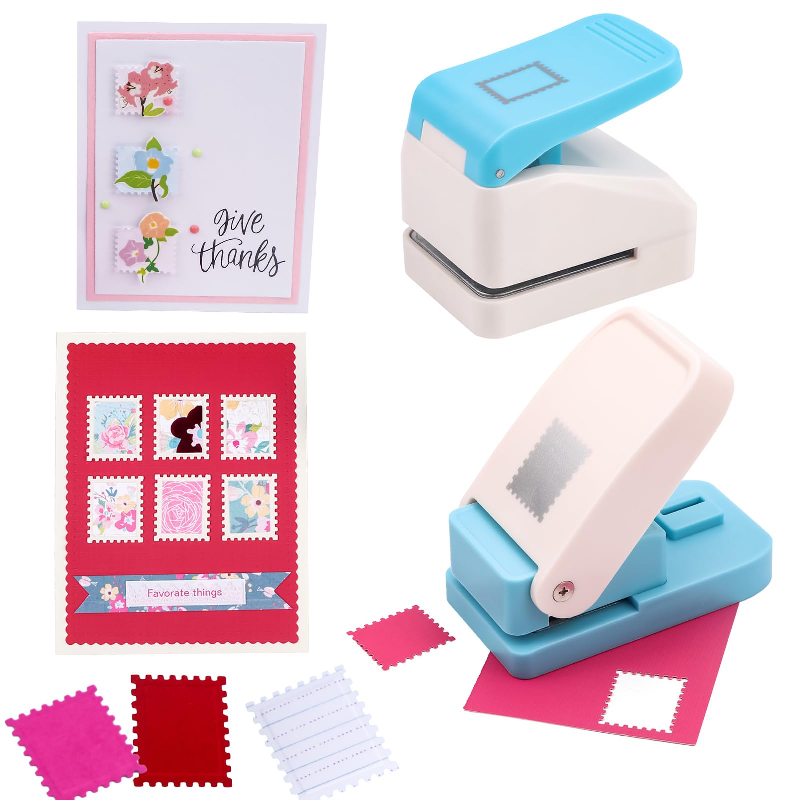 2Pcs /Set 1.1x0.9"/1x0.8"Postage Stamp Embossing Punch; Punches Score Tools for Scrapbooking Journaling Paper Craft DIY Card Making Paper Crafting Scrapbooking DIY Card Making Arts Crafts Supplies — image 1