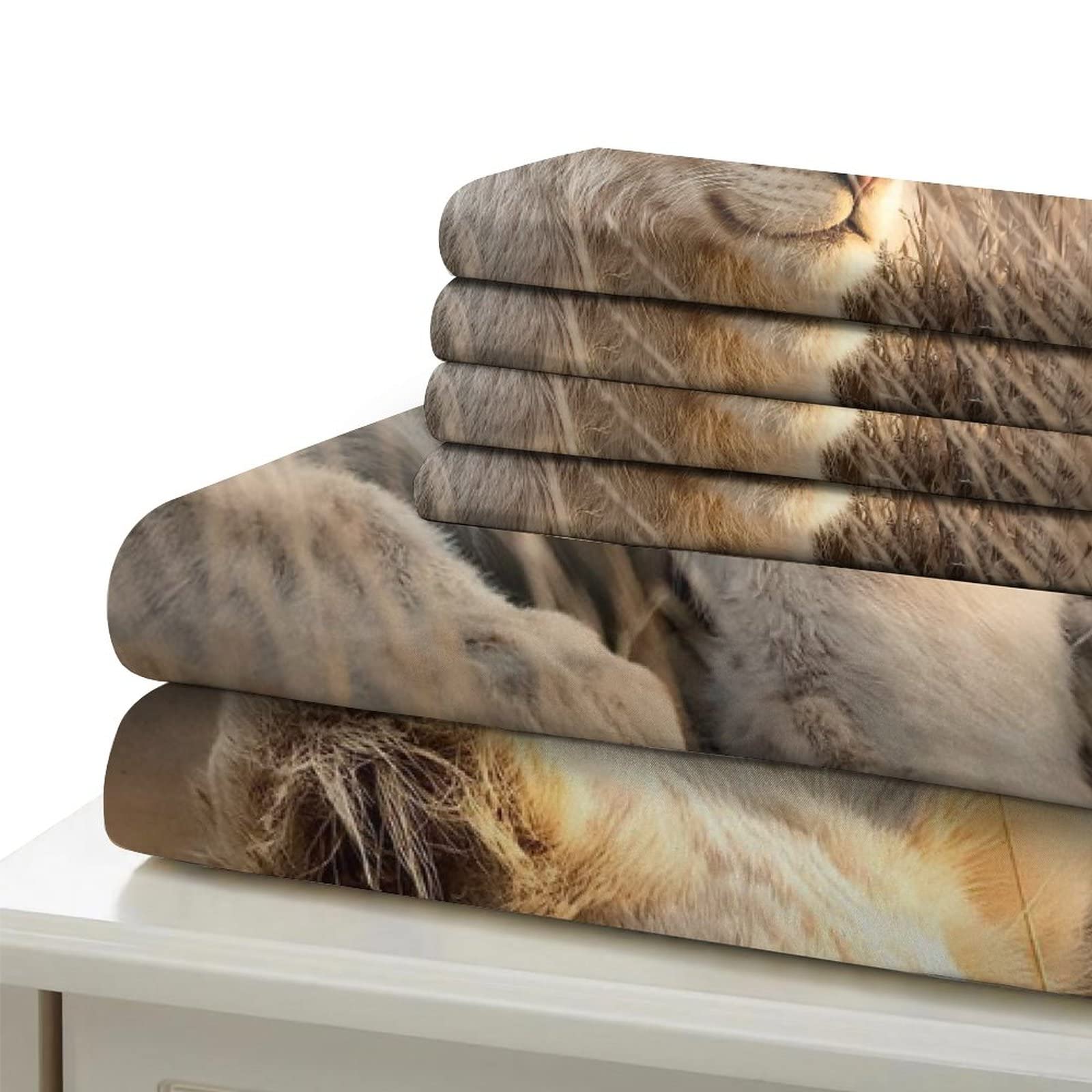Set Copripiumino 3 Pezzi 220x240 Cm Con Stampa Leone – Microfibra Morbida E Traspirante, Chiusura A Cerniera Nascosta