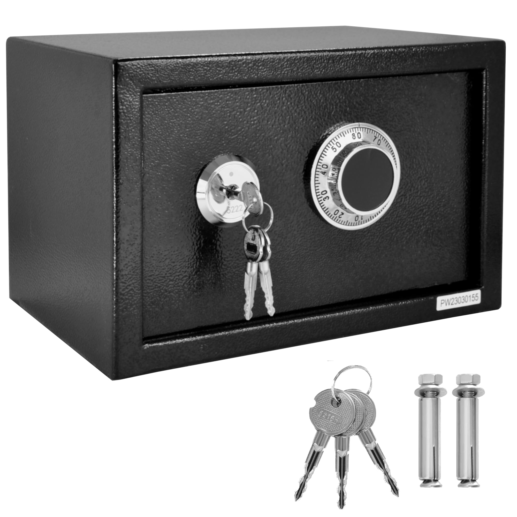 Caja fuerte para muebles, 30 x 20 x 20 cm, color negro | Cerradura mecánica de combinación + cerradura de doble barba, caja fuerte para armario, caja fuerte de pared, 8 kg