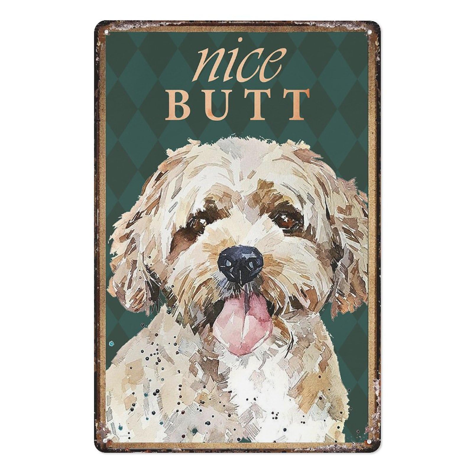 Kwqdozf As Pic Aluminium Metal Tin Sign Retro Cavapoo Nice Butt Metal Sign Plaque Retro Ki
