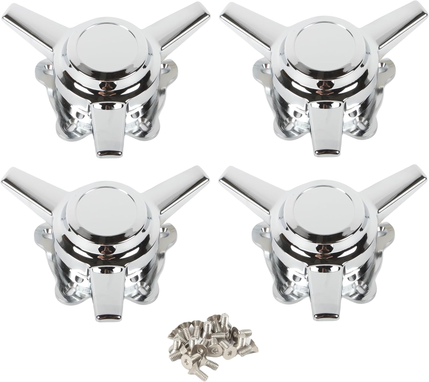 1 Set of 4 - Zinc Alloy Chrome Hubcaps for American Racing 2-1/4" or 2-1/8" SPACING Spinner Tribar Wheel Rim Center CAPS Lowrider Knock-Off Style Cover