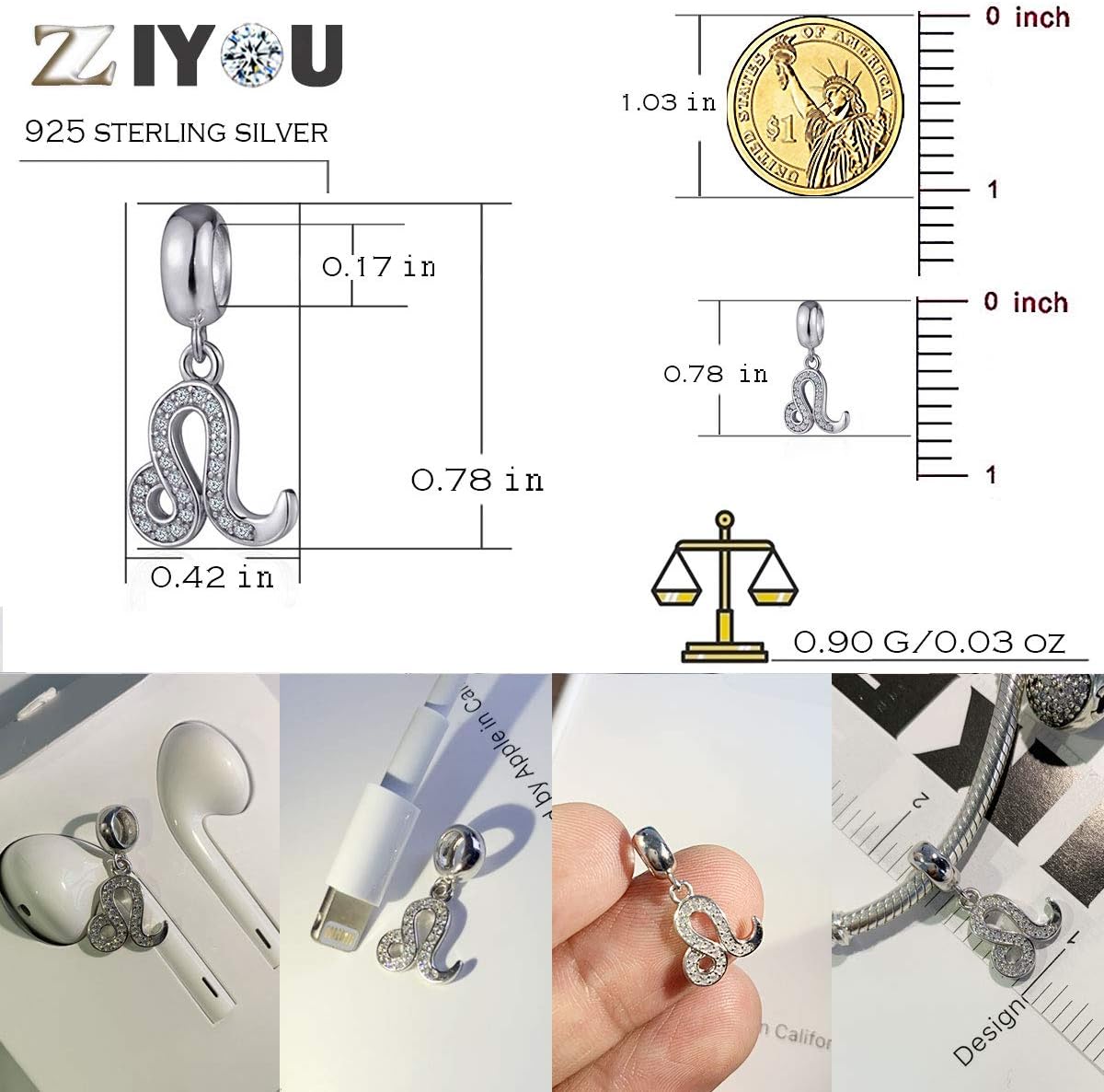 Leo Zodiac Sign Dangling Charms Fit Pandora Birthday Bracelets - 925 Sterling Silver Constellation/Horoscope Necklace Pendants Beads, Gifts for Husband/Christmas - Image 5