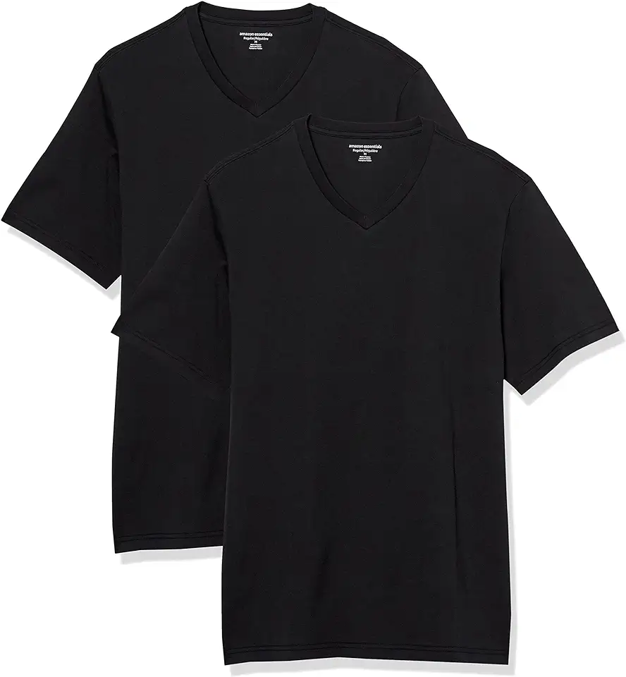 Amazon Essentials Men's Short-Sleeve V-Neck T-Shirts, Pack of 2 OEKO-TEX STANDARD 100
