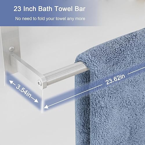 Miniatura 9 de Toallero para baño montado en la pared, toallero de 3 niveles estilo hotel con toalleros, toalleros de níquel cepillado para baño lavabo, 16 pulgadas