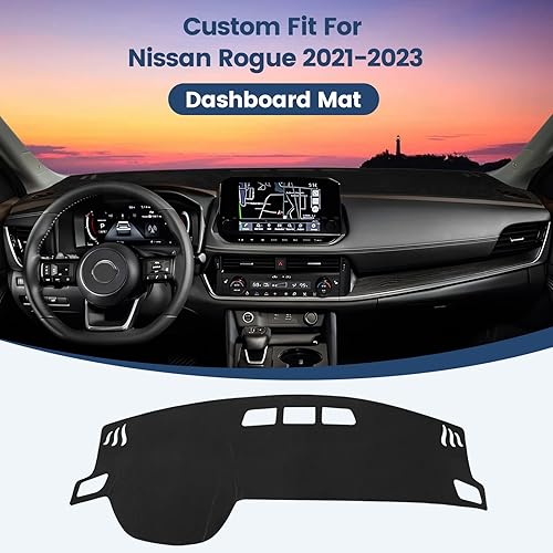 Miniatura 2 de Rilsen Cubierta de salpicadero de ajuste personalizado para Nissan Rogue 2021-2023, protector antideslizante para salpicadero, parasol sin reflejos,