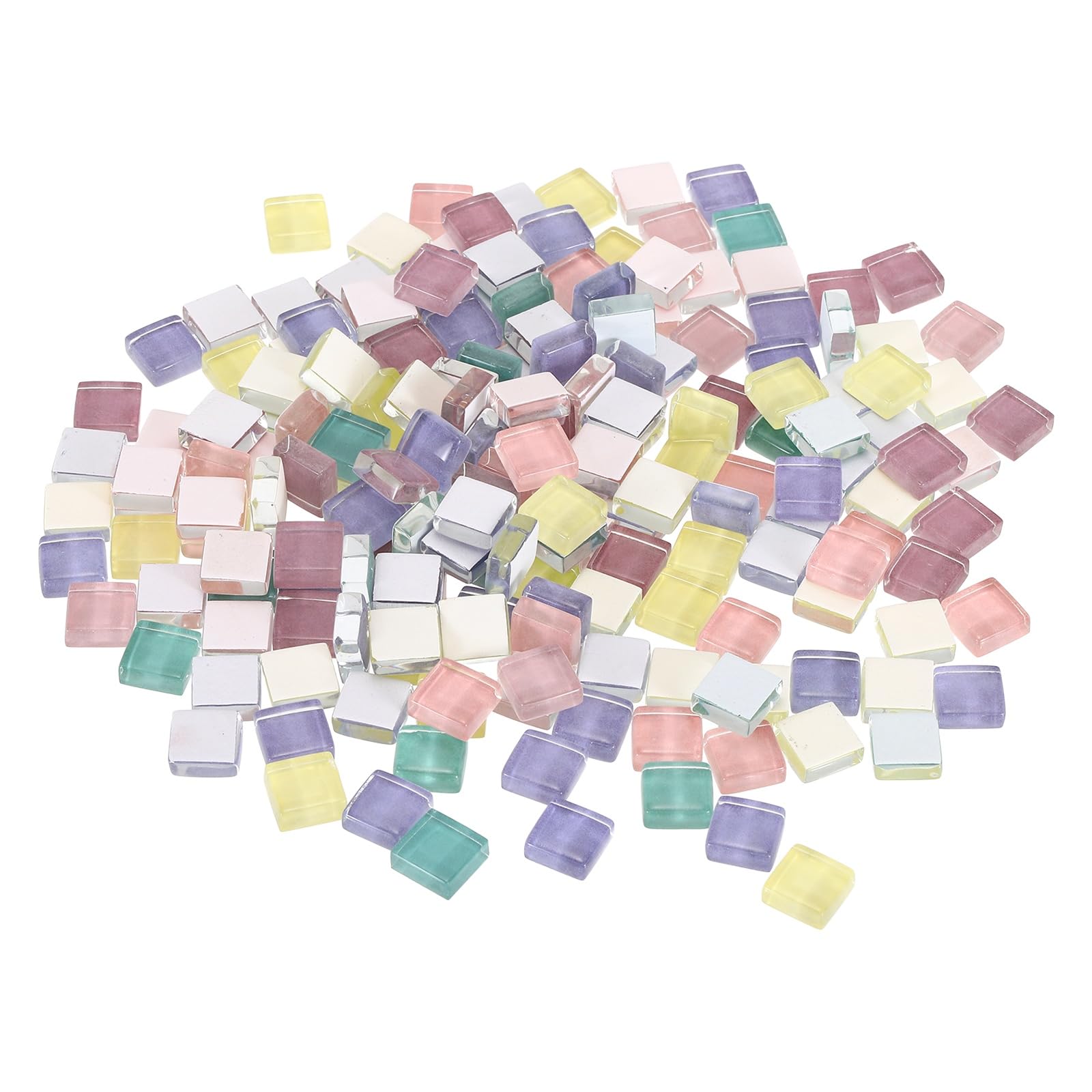 sourcing map Mosaic Tiles, 1 x 1cm Micro Glass Tiny Mini Mosaic Tile DIY Hobbies Handmade Crystal Free Stone Craft Material Creativity (Light Pink Purple Series Pack of 200)