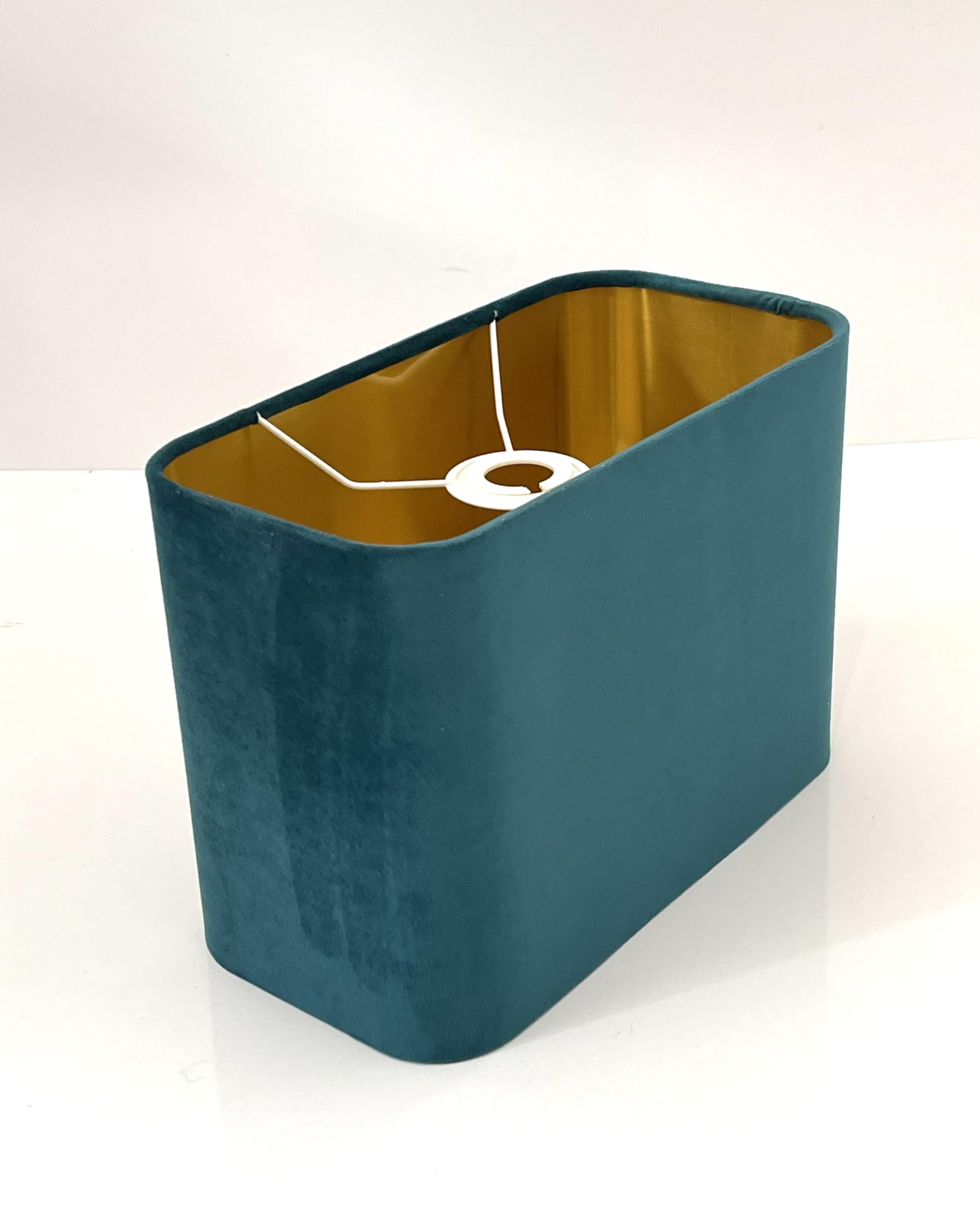 New Handmade Luxury Teal Velvet Rounded Corner Rectangular Shade lamp Shade Pendant Shade with Golden Silver and Copper Lining