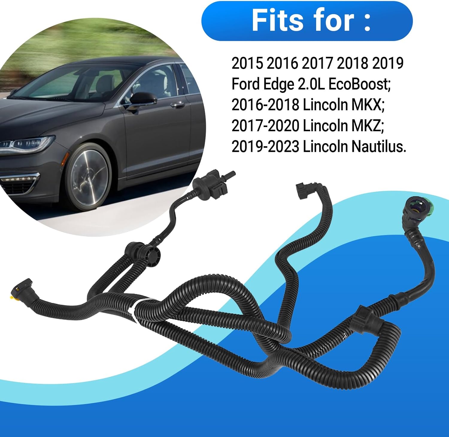 Vapor Canister Purge Valve Fits 2015-2019 Ford Edge 2.0L EcoBoost & 2016-2023 Lincoln MKX/MKZ/Nautilus