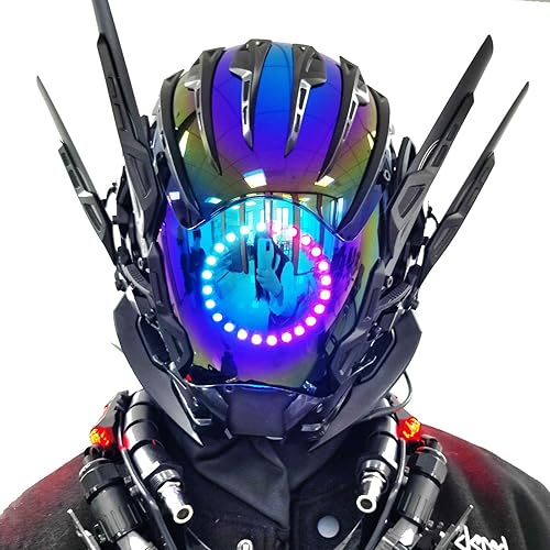 Máscara LED punk cosplay para hombres, máscara de Halloween para fiestas y festivales de música