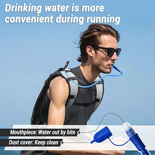 Miniatura 4 de Paquete de 2 mochilas de hidratación para senderismo con vejiga de hidratación de 2 litros, mochila de hidratación ligera con gran almacenamiento