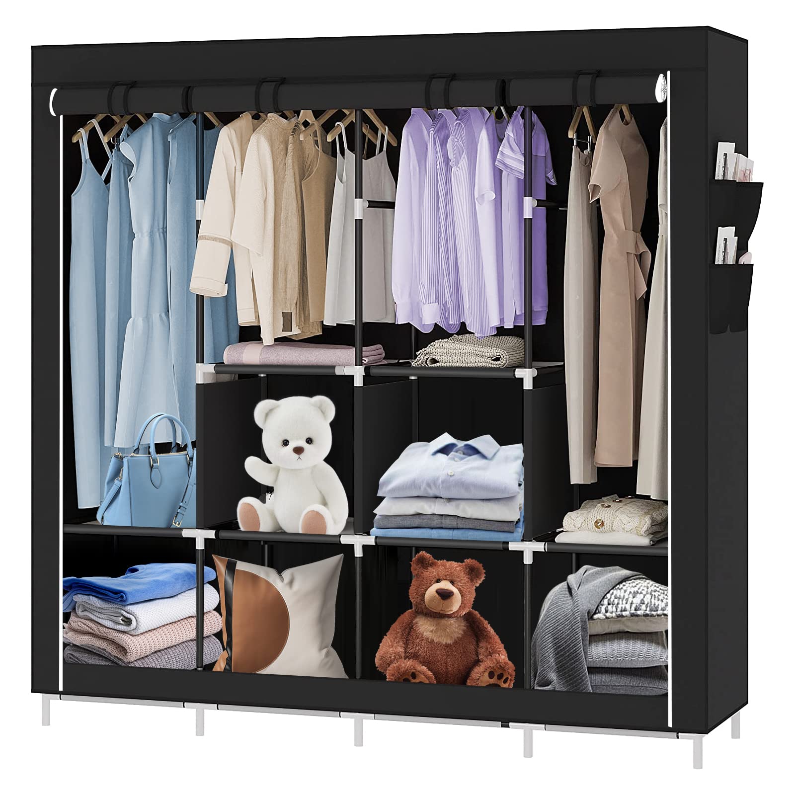RELOVE - Armario de Almacenamiento Plegable de Tela no Tejida para Dormitorio, Armario, Armario, Armario, estanterías, Ropa (167 x 45 x 170 cm)
