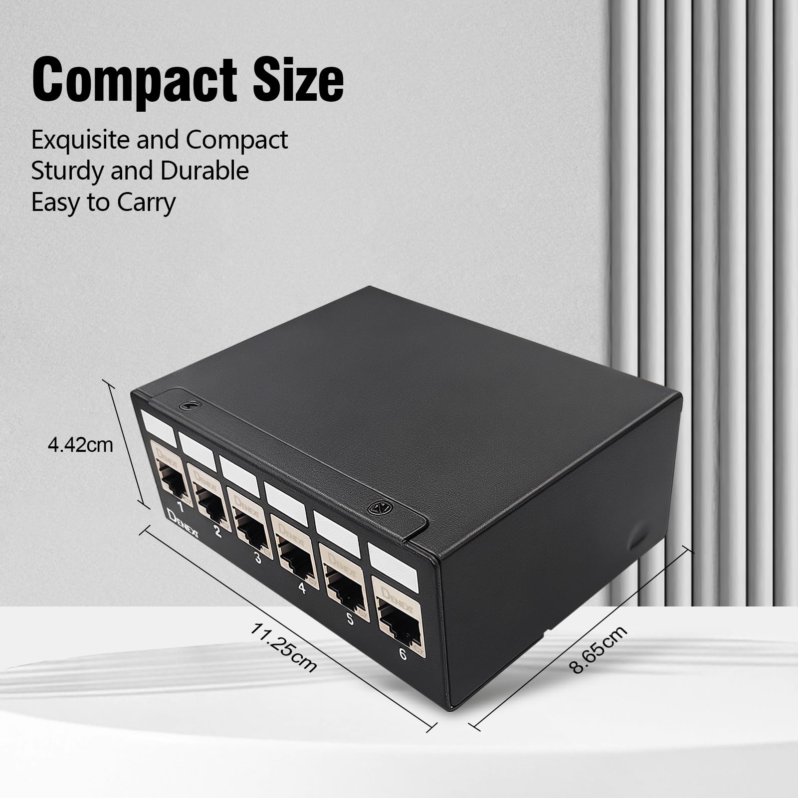 6 Port Patchpanel - 6x Cat7 RJ45 Keystone Jack Modul Patchfeld 1 HE STP 10 Gbps Kompatibel mit CAT6 CAT6a CAT7 Ethernet LAN-Desktop/Wandmontage-EC Zertifiziert