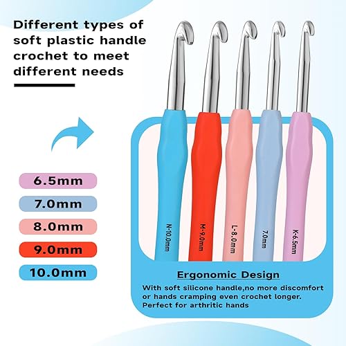 Miniatura 3 de Mayboos Ganchos de ganchillo cálidos, juego de ganchos de ganchillo, kit de ganchillo de 0.079in a 0.256in, agujas de ganchillo de agarre cómodo