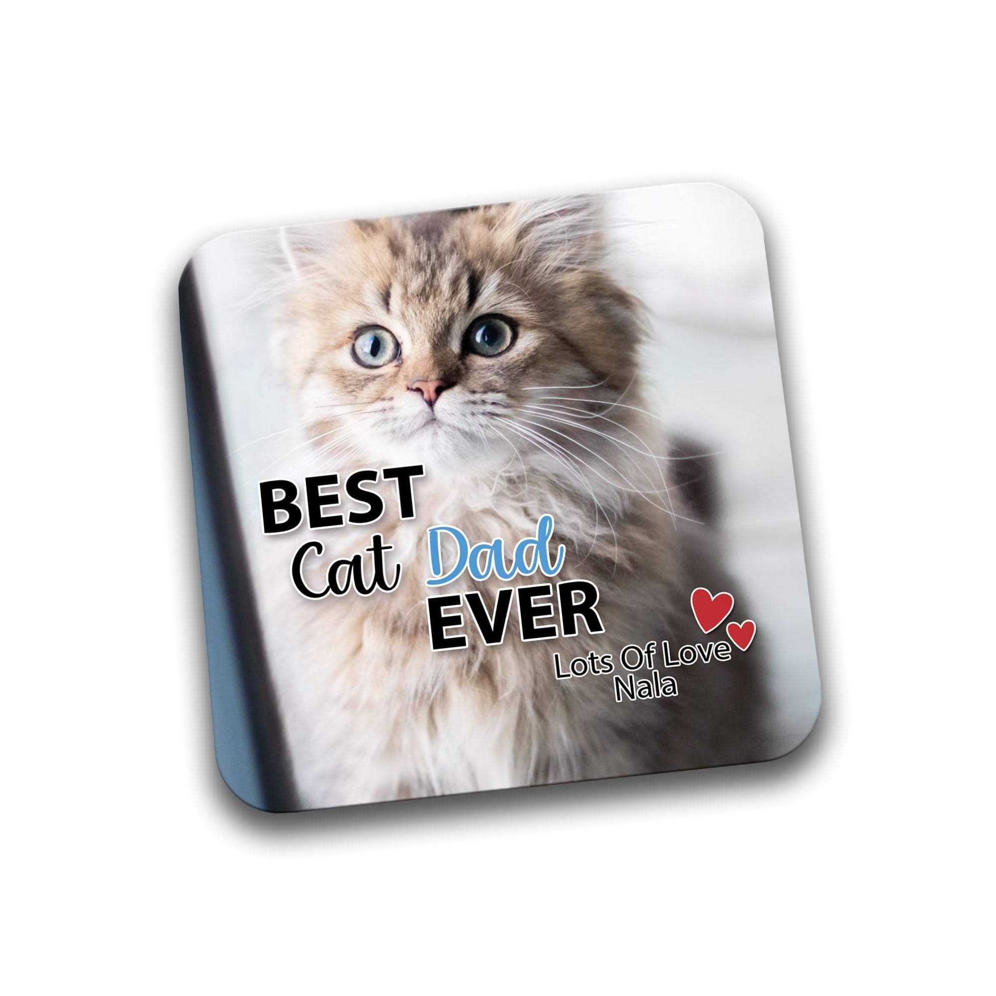 Rib Ticklerz - Personalised Photo Coaster From The Cat - Best Cat Dad Ever - Custom Gifts Cat Dad Present - Birthday - Christmas - DC83