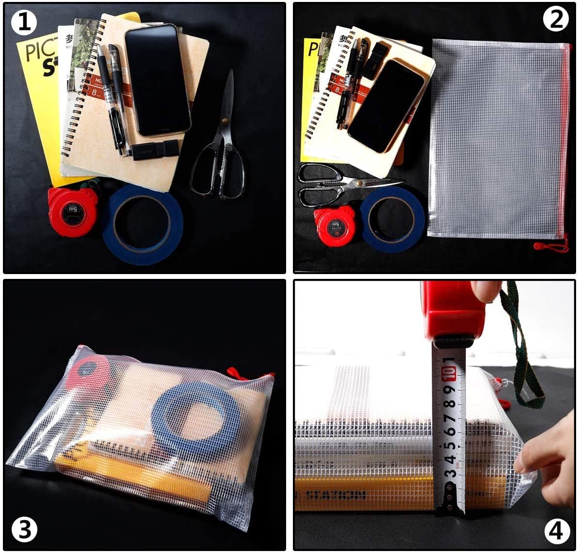 Umriox Mesh Zipper Pouch, 16.9x12.4 in (12 Colors, 12 Packs), Plastic Zipper Bags, Waterproof Zipper Pouches for School Office Supplies, Puzzles, Board Games & Cross Stitch Projects : Office Products