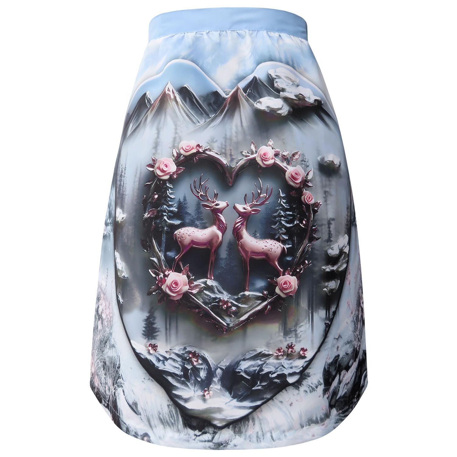 Alexandra Maxa Dirndlschürze Damen „Alpenherz“ – Designer Dirndl Schürze mit Herz- und Hirschmotiv – Trachten Accessoire für Dirndl & Oktoberfest – Midi, Maxi – Gr. 36–46