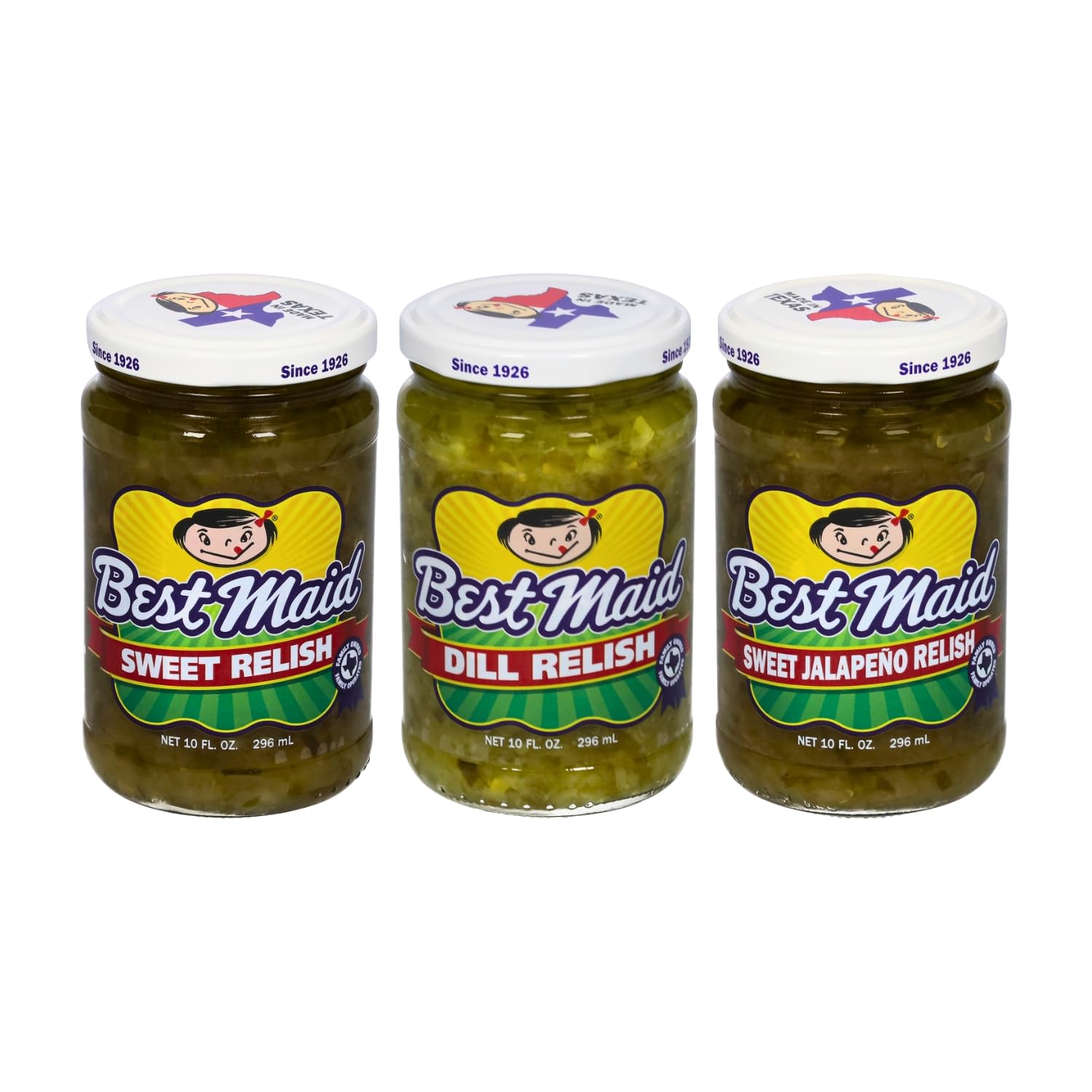 Best Maid Products Pickle Relish 10 Ounce 3 Packs - Sweet, Dill, Jalapeno Sweet, or Jalapeno Mustard (Variety Pack)