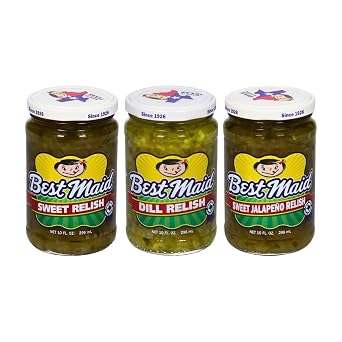 Best Maid Products Pickle Relish 10 Ounce 3 Packs - Sweet, Dill, Jalapeno Sweet, or Jalapeno Mustard Variety Pack