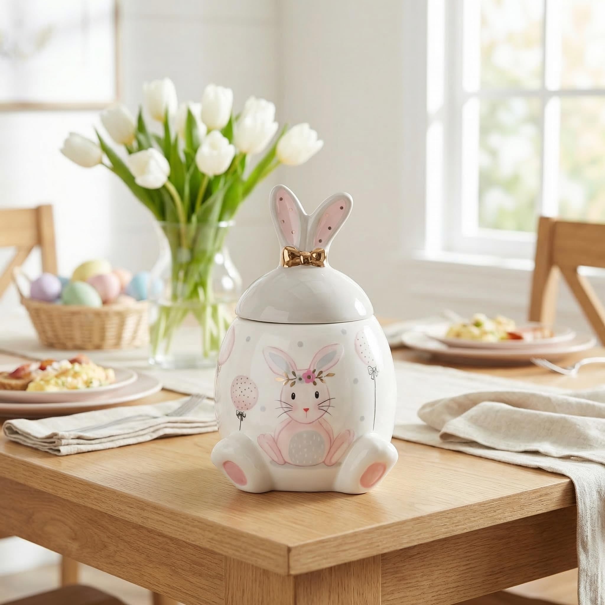 Amazon.com: DOITOOL Easter Bunny Cookie Jar, Ceramic Rabbit