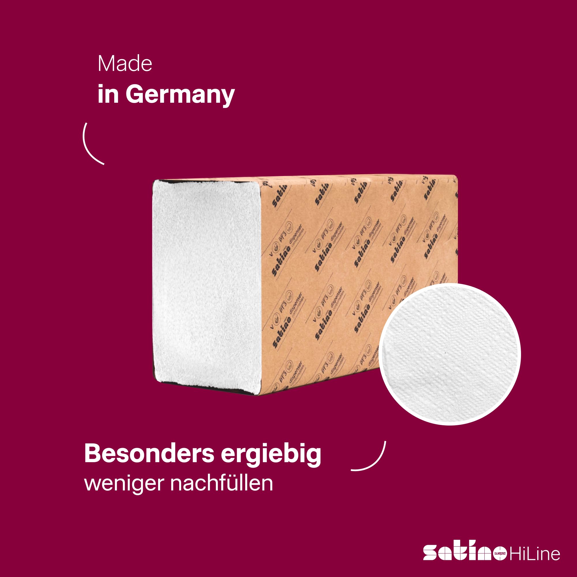 Satino by WEPA Prestige Papierhandtücher 2 lagig- 3.750 Blatt weiße Falthandtücher - Zellstoff mit Z Falz - für Papierspender mit Papiergröße 20,6x24cm