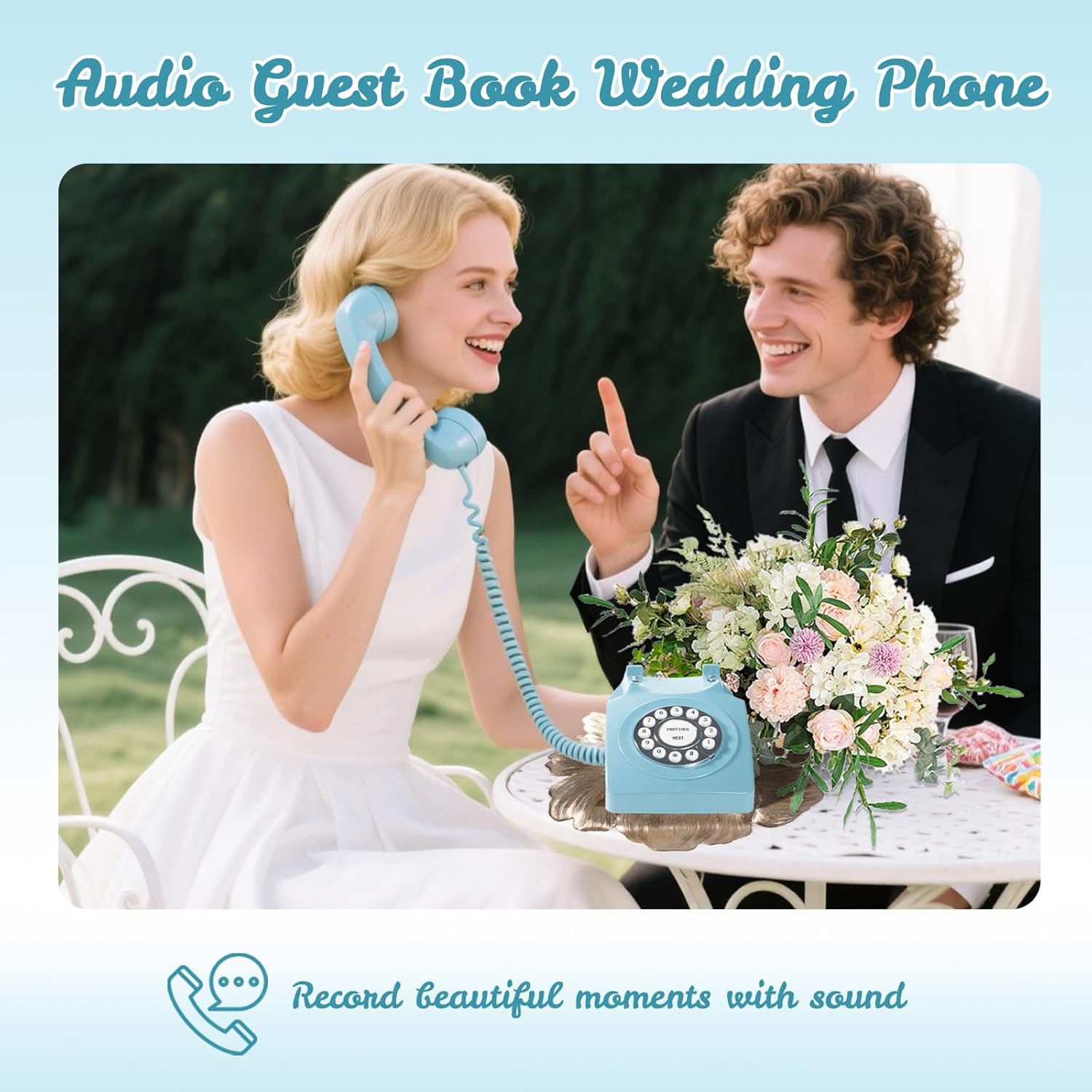 Audio Guest Book Wedding Phone - Record Customized Audio Messages for Bridal Shower, Birthday, Baby Shower, Anniversary & Engagement | Preserve Guest Wishes, Perfect Wedding/Party Event Keepsake