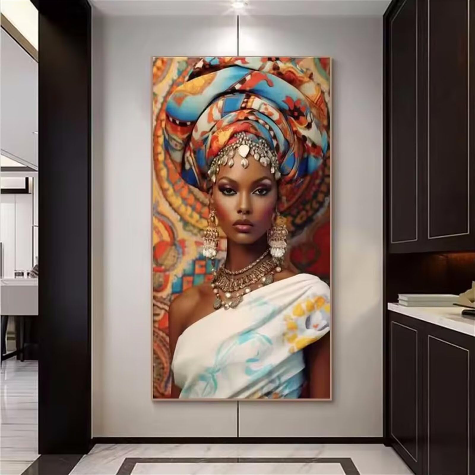 Muaor 5D Diamond Painting Donna,DIY Ritratto XXL Trapano Rotondo Diamond Painting Kit Completo,Pittura Diamante Kit per Adulti Bambini,Grandi Dimensioni Decorazione per Casa e Pareti 100x210cm