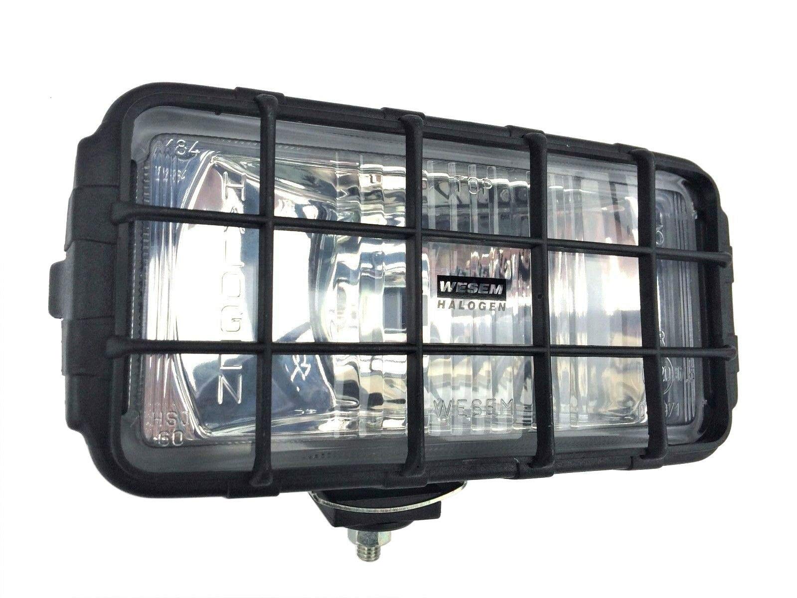 Phare halogène blanc supplémentaire 195 x 95 mm 12 V 24 V avec grille de protection