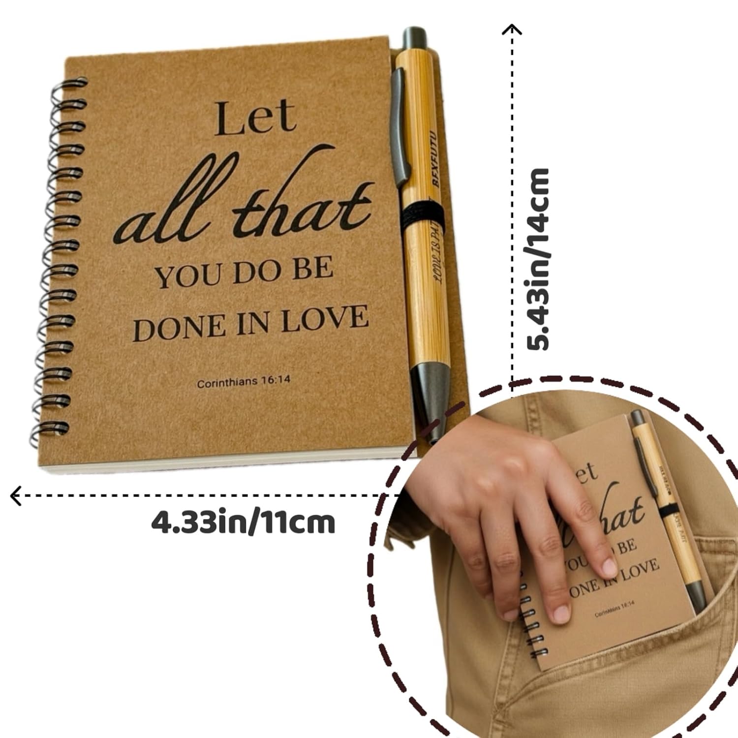 20pcs/10sets Bulk Christian Gift Spiral Notebooks with Bible Bamboo Pen Prayer Journal for School Office Believers Staff Inspirational Diary Mini Notepad Mother's Day Gift Inspirational Thank You Set - Image 2