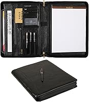 Vista 1 de Cartera de cuero genuino, organizador de padfolio de 11 x 14 pulgadas con cremallera, cartera profesional de negocios para hombres y mujeres