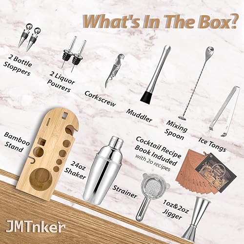 Miniatura 2 de Juego de coctelera con soporte kit de barman de mixología herramienta de barra para mezclar bebidas accesorios de bar para coctelera para el hogar