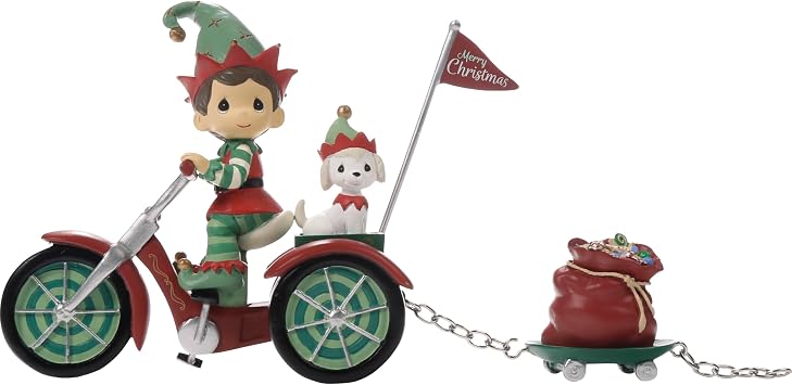 Precious Moments Elf on a Tricycle Figurine Bringing Good Cheer Resin Holiday Keepsake 241417