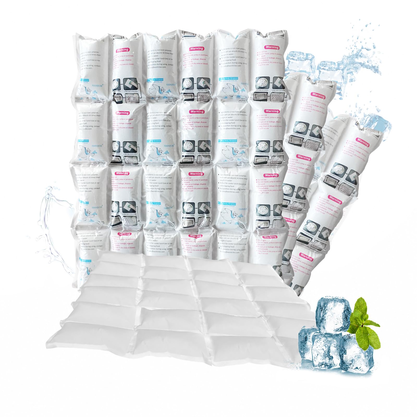 Ice Packs for Shipping &amp; Cooler, Cut to Any Size - 4 Sheets, 96 Cells