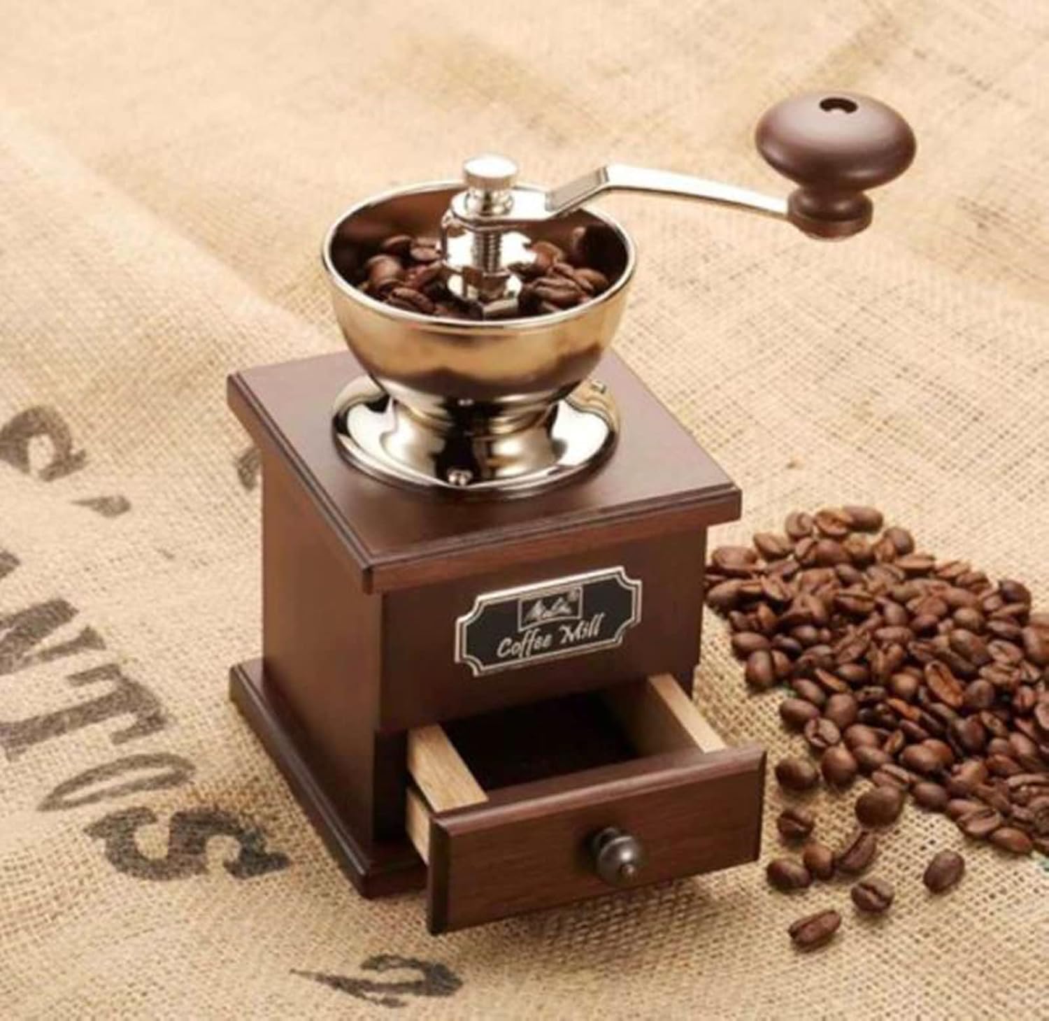 Melitta MJ-0503 Coffee Mill, Hand Grinder, Manual, Wood, Classic Type, Brown