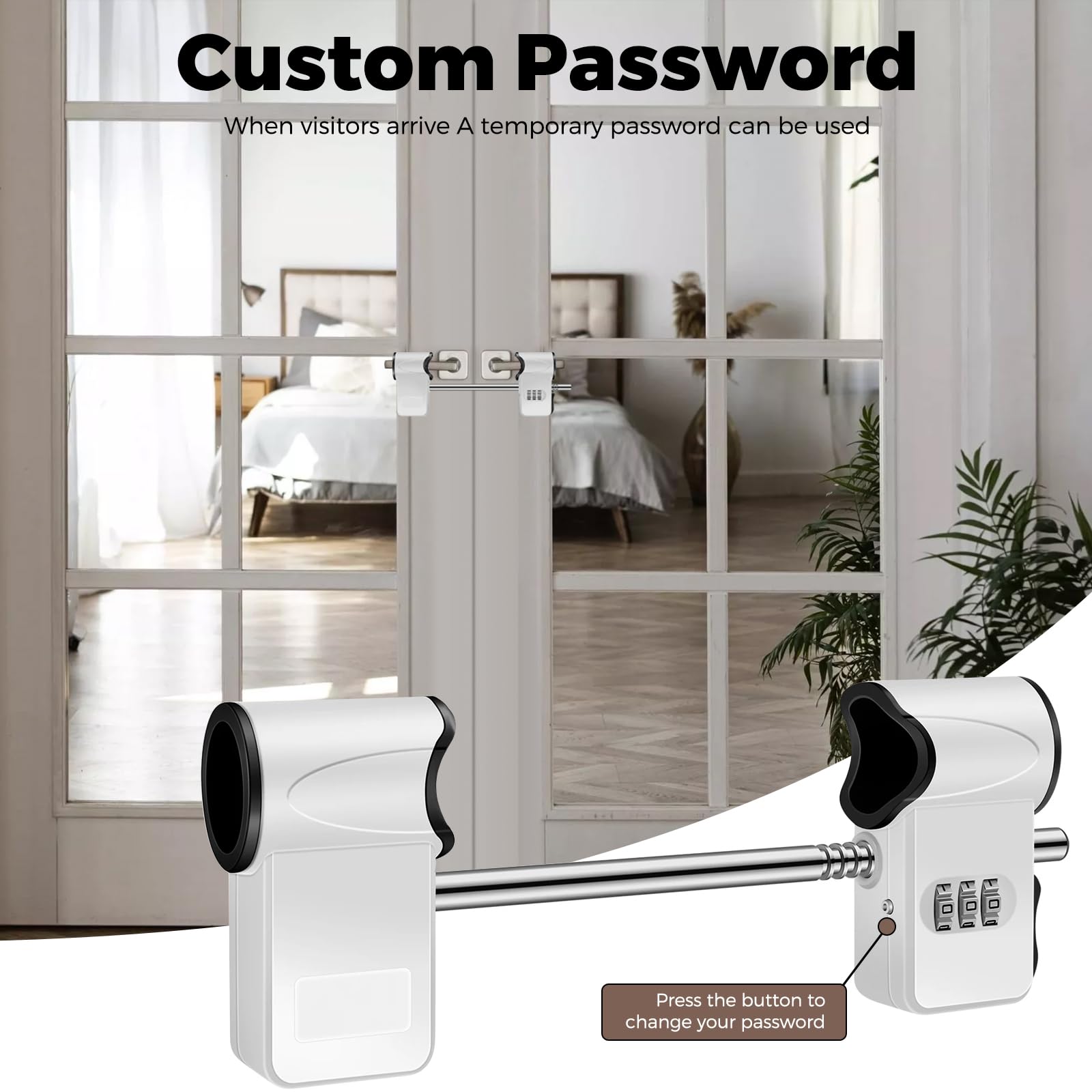 Woobroo Patio Door Lock, 3-Digit Zinc Alloy Combination Security Lock for French & Conservatory Doors, Fits Horizontal Handles - Image 3