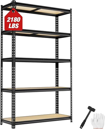 Miniatura 15 de WORKPRO Estantería de metal de 5 niveles, 48 pulgadas de ancho x 24 pulgadas de profundidad x 72 pulgadas de alto, estante de almacenamiento