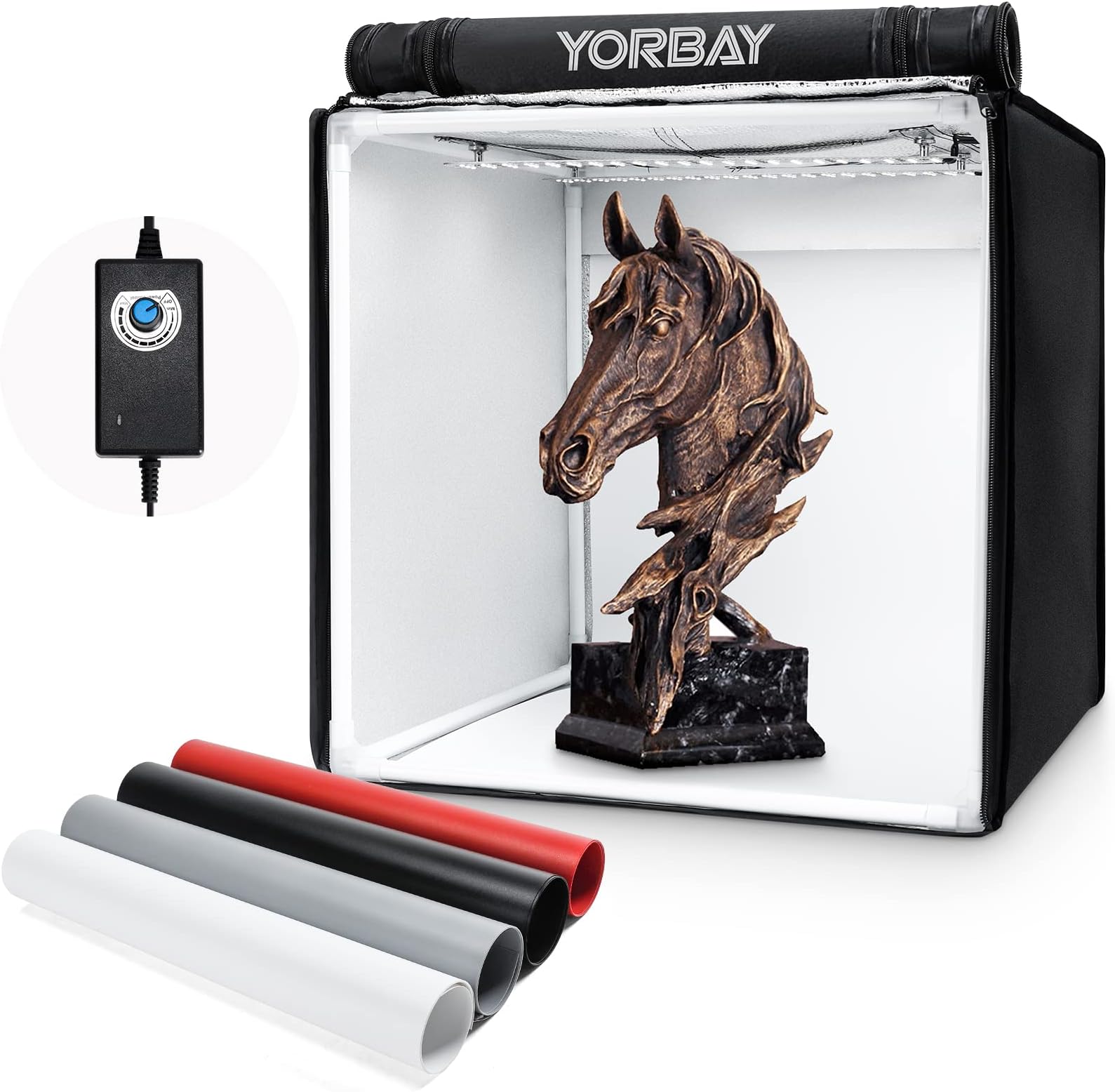 40x40cm Fotobox Mit 120 LEDs - Lichtbox Für Produktfotos Mit 6 Hintergründen